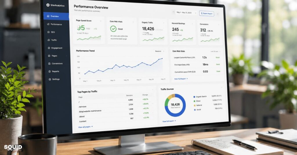 Website maintenance helps improve website speed, SEO performance, and user experience.