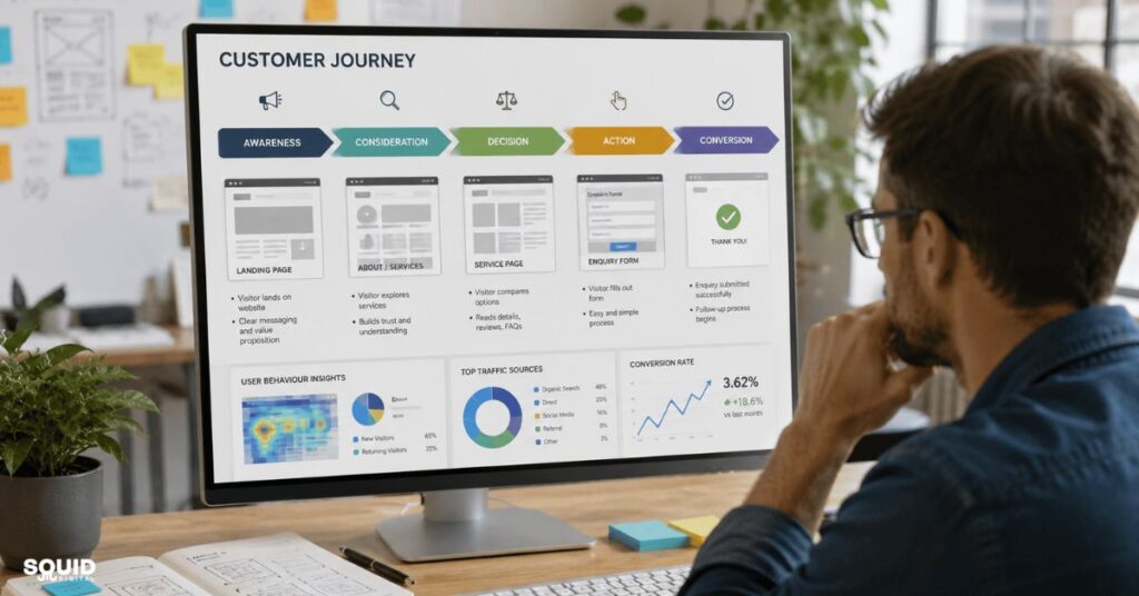 Customer journey example showing how UX design improves conversions throughout the website experience.
